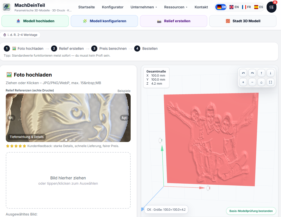 Convert Photos into 3D Relief STL Files – Create Printable 3D Reliefs Online