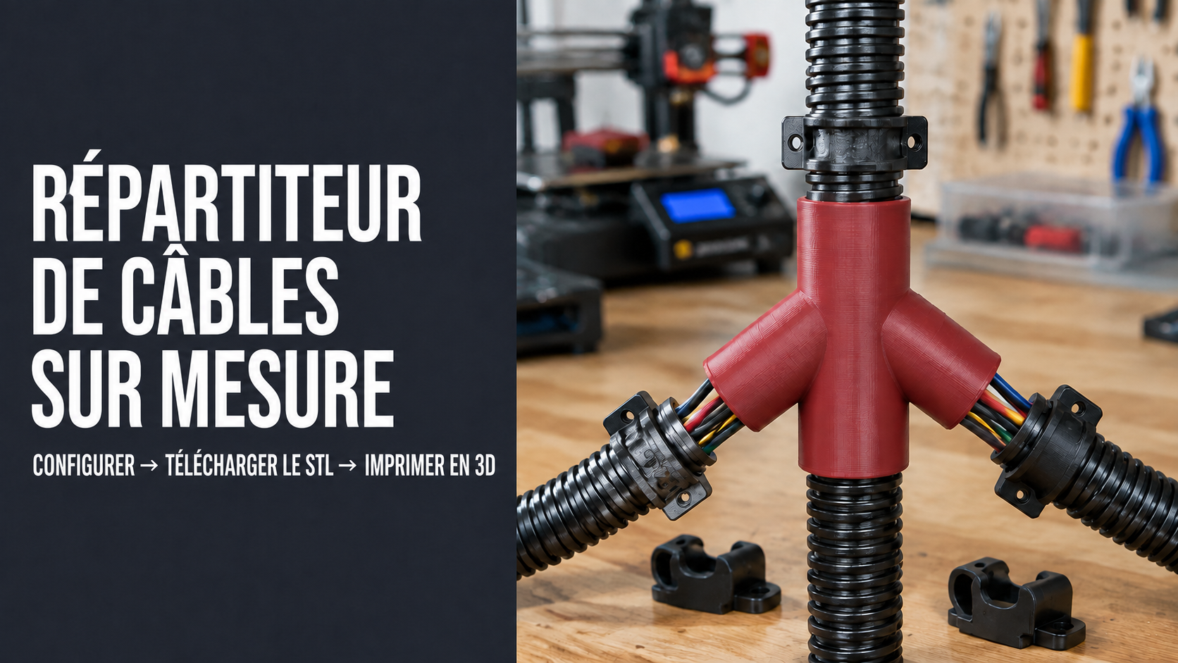 Répartiteur de gaine de câble sur mesure : configurer un adaptateur en Y et télécharger le STL