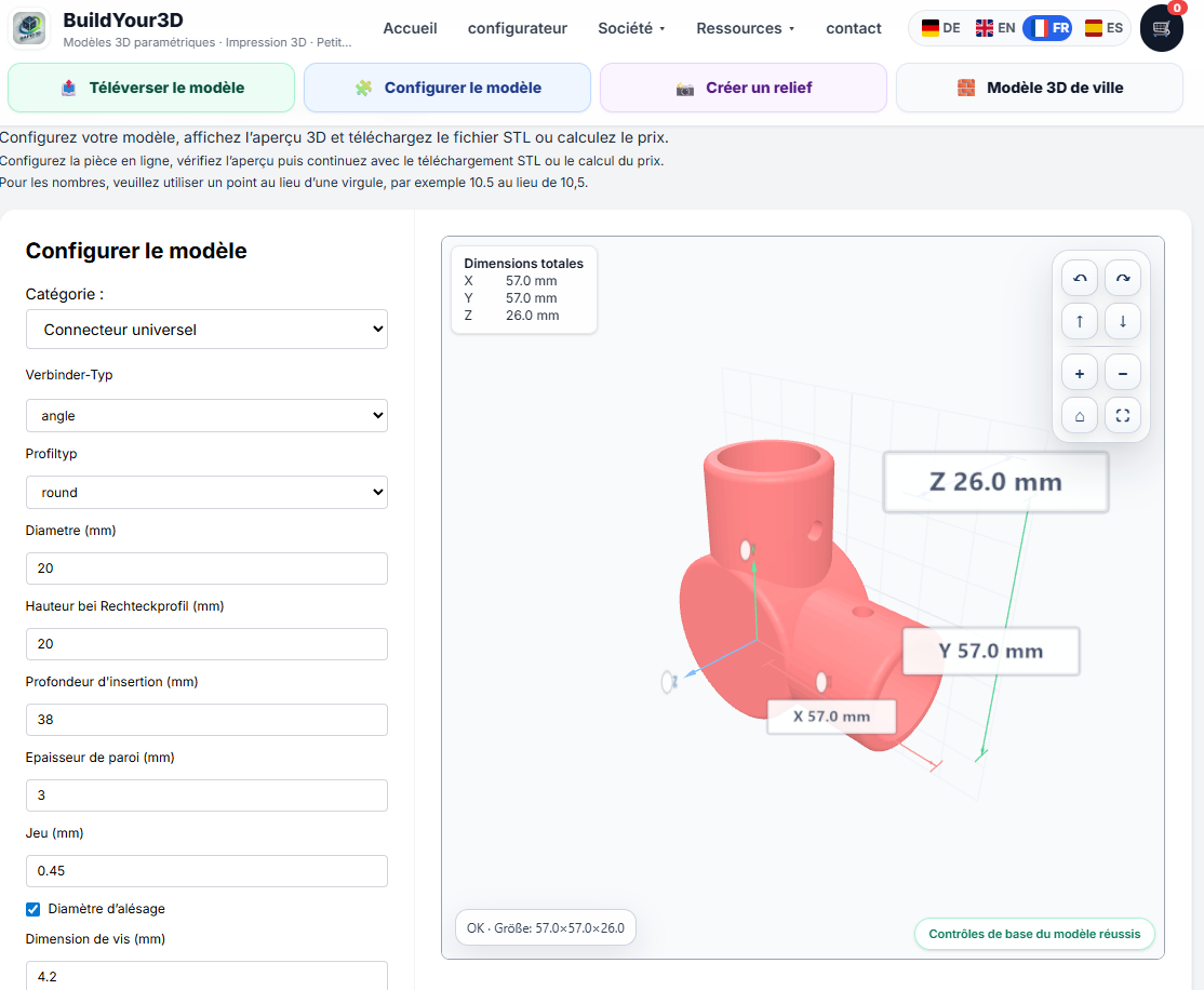 Conector de tubos personalizado – Configura conectores de esquina, en T y cruzados para impresión 3D