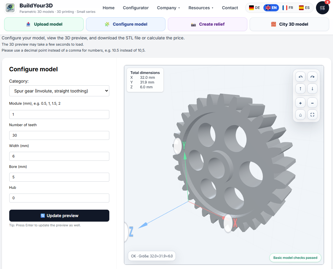 Create Replacement Gears Without CAD – Configure Spur Gears and Generate STL Files Online