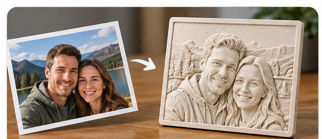 Example of a 3D relief created from a photo