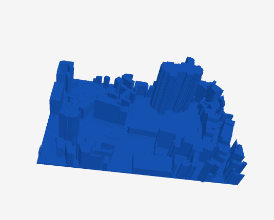 Parameter dialog for a 3D city model: scale, height exaggeration and edge radius