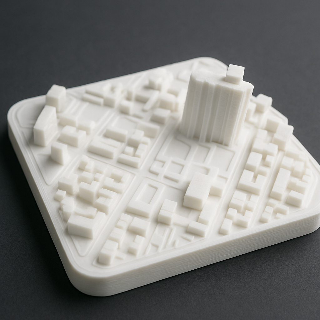 3D city model preview of a map area with building structures