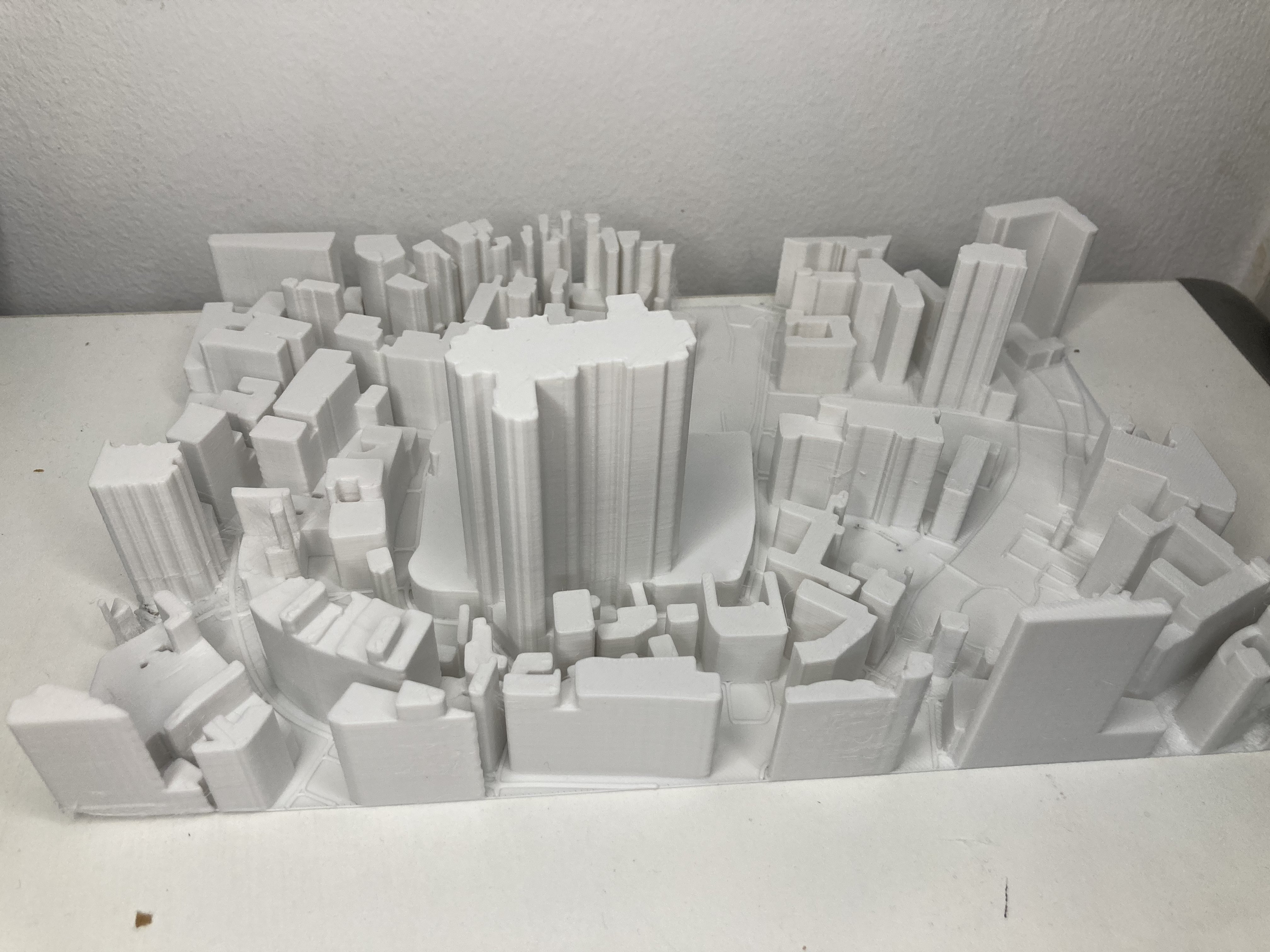 3D printing a city model: printer in action with fine layers